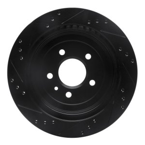 Cadillac ATS Brake Rotor (1) - Rear Right - R1 Concepts - Drilled & Slotted - Black - `13-`19